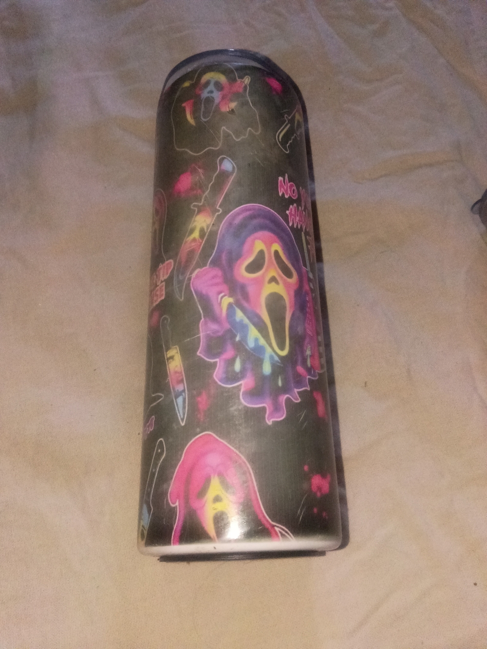 Neon Scream Ghost Print Water Bottle